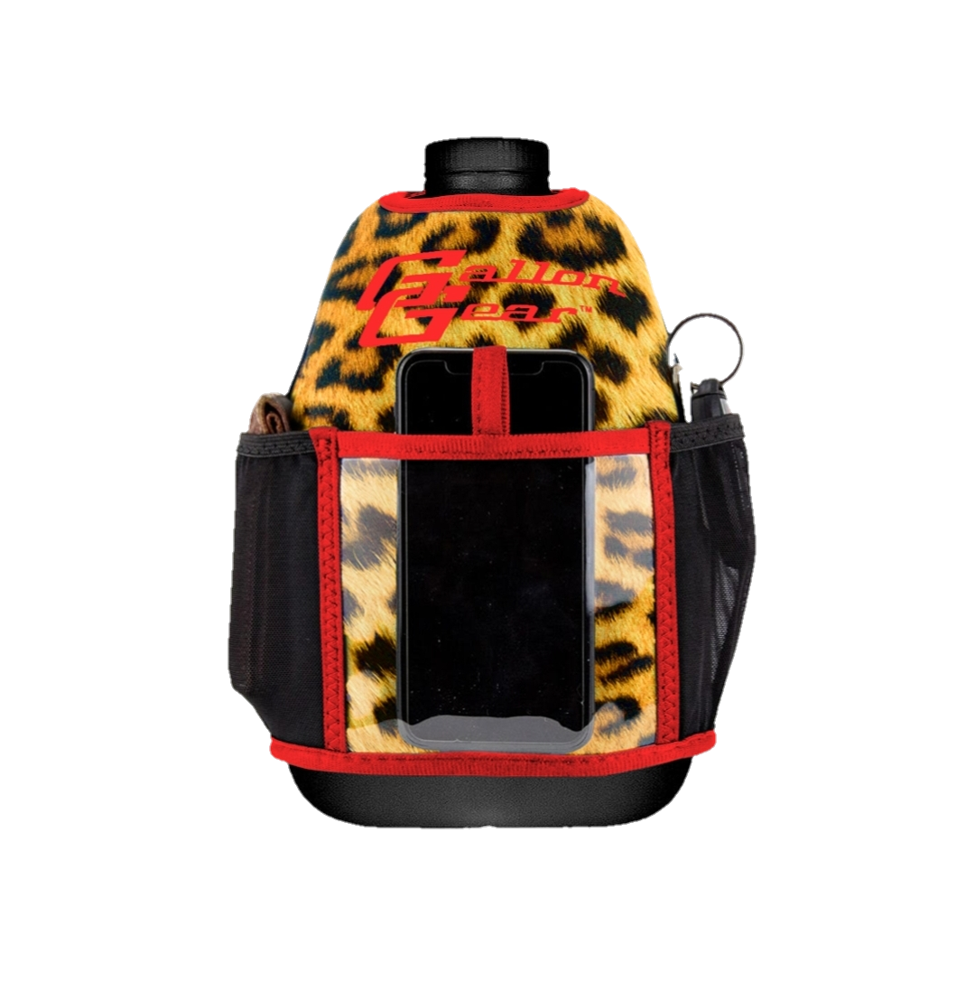1 Gallon Jug Leopard Sleeve Red Bottle Combo