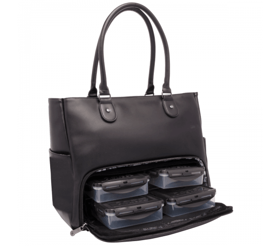 Renee Tote Meal Prep Management 4 - Meal Removable Insulated Core (Black) - sixpackbags